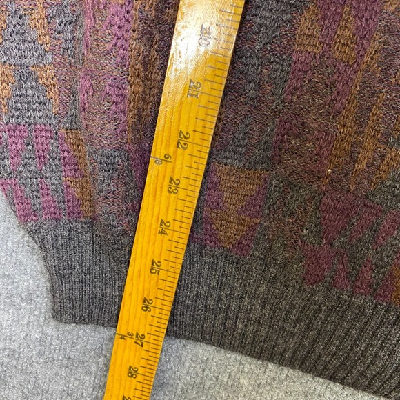 Arnold Palmer Men's Large Pullover‎ Sweater Quarter Button 90s Orange Purple - Picture 5 of 6